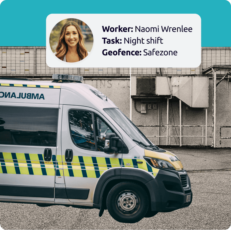 An ambulance at an industrial site