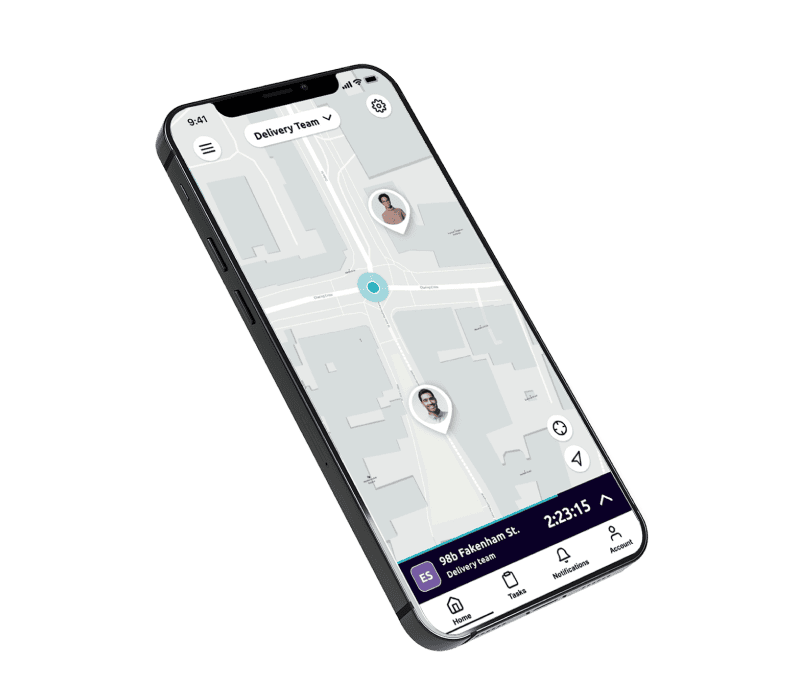 A phone displaying the Safepoint lone worker app